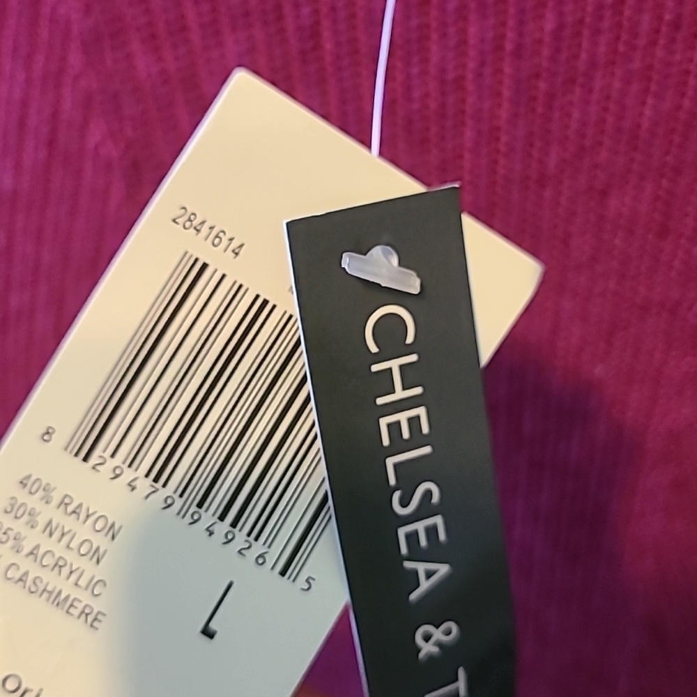 Chelsea & Theodore Cashmere Blend Sweater Fuchsia Sweater Women’s Size L Soft - Picture 3 of 4